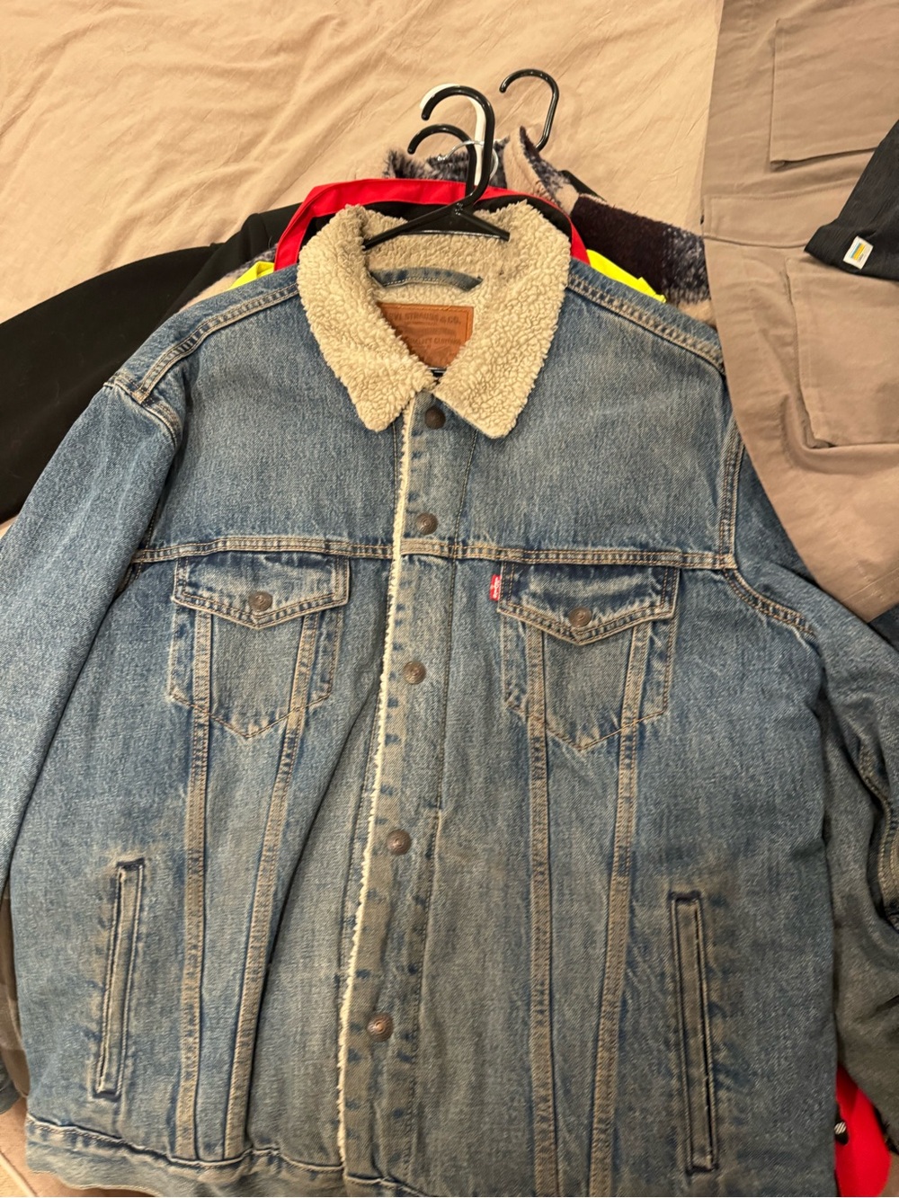 Levi's Blue Denim Jacket with Cream Sherpa Collar